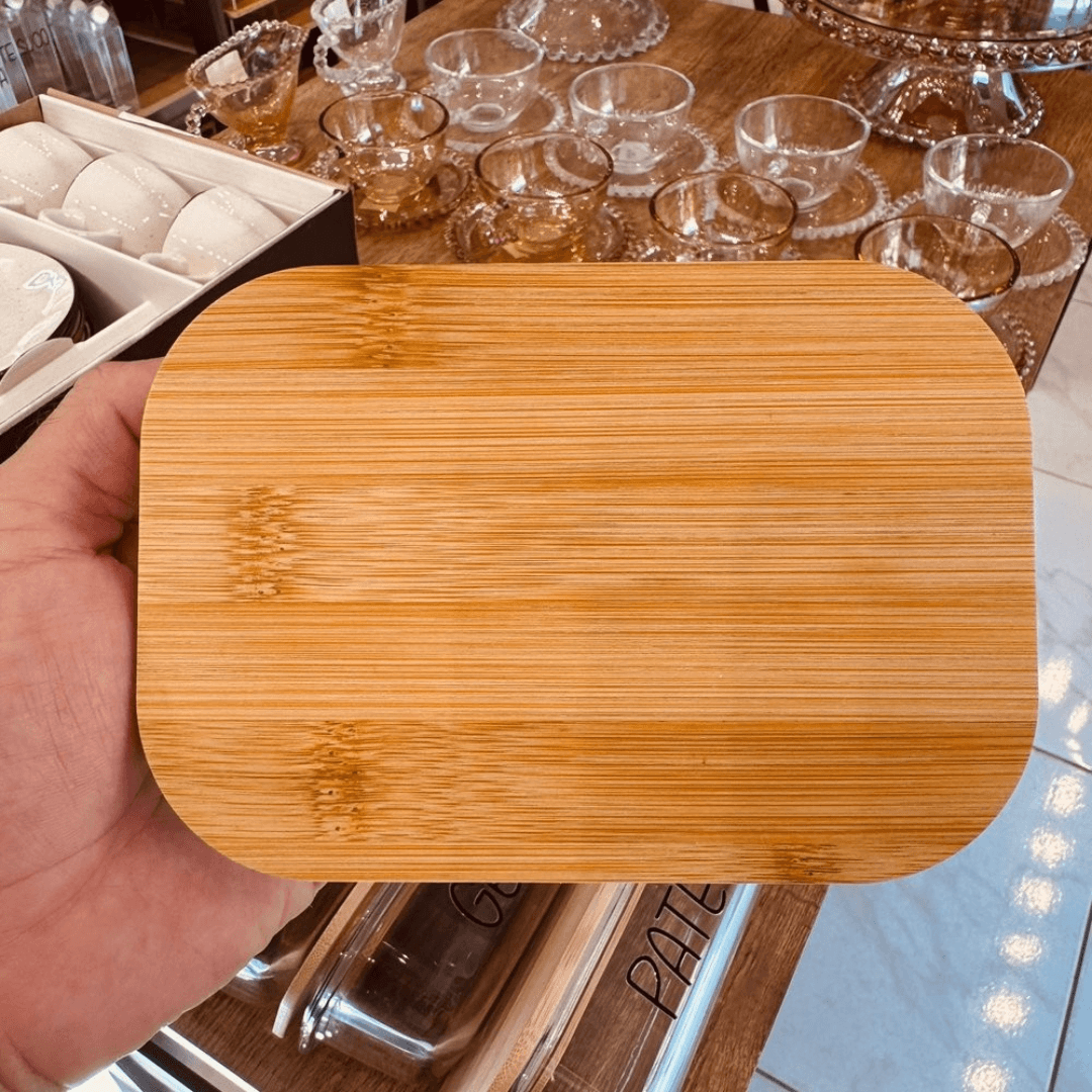Dimensões do pote hermético vidro 370ml com tampa de bambu