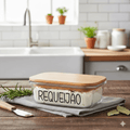 Pote Hermético de Vidro com Tampa de Bambu 370ml