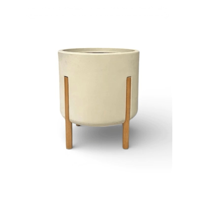 Vaso decorativo nórdico com pés de madeira em diferentes ângulos e cores