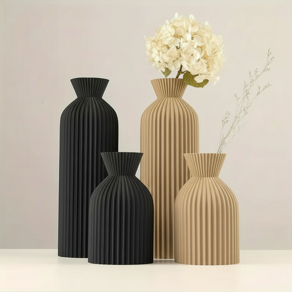 Vaso Elegant Chic impressão 3D com formato geométrico moderno sobre mesa