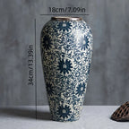 Vaso Japan Style em cerâmica com design cilíndrico clássico e toque vintage. Elegante, versátil e perfeito para decorar sua casa com harmonia.